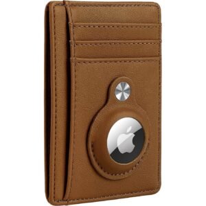 2e0d6ff9-0f79-4b36-ab9d-d696b6343693.jpg SaharaCase - Slim Genuine Leather Wallet Case for Apple AirTag - Brown