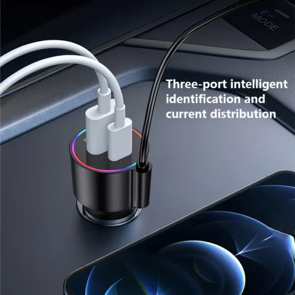 3-In-1 Car Charger with Ambient Light And High Power