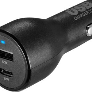 32 W Vehicle Charger with 1 USB-C & 1 USB Port - Black