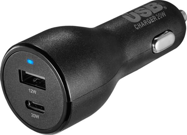6459115cv12d-scaled-1.jpg 32 W Vehicle Charger with 1 USB-C & 1 USB Port - Black