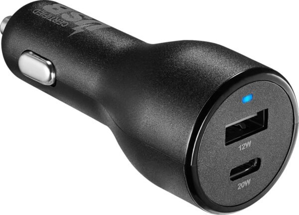 6459115cv13d-scaled-1.jpg 32 W Vehicle Charger with 1 USB-C & 1 USB Port - Black