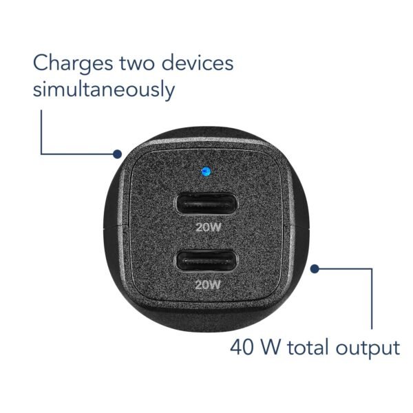 Insignia™ - 40W Dual USB-C Port Vehicle Charger - Black