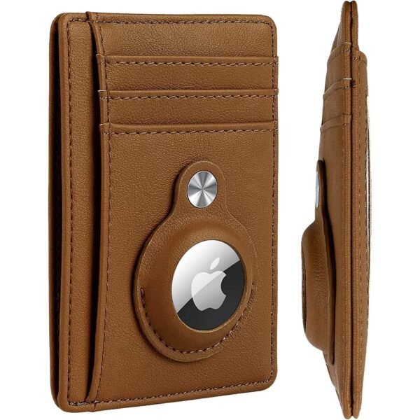 6d5464d6-087a-4e17-9e36-7468ccb46fce.jpg SaharaCase - Slim Genuine Leather Wallet Case for Apple AirTag - Brown