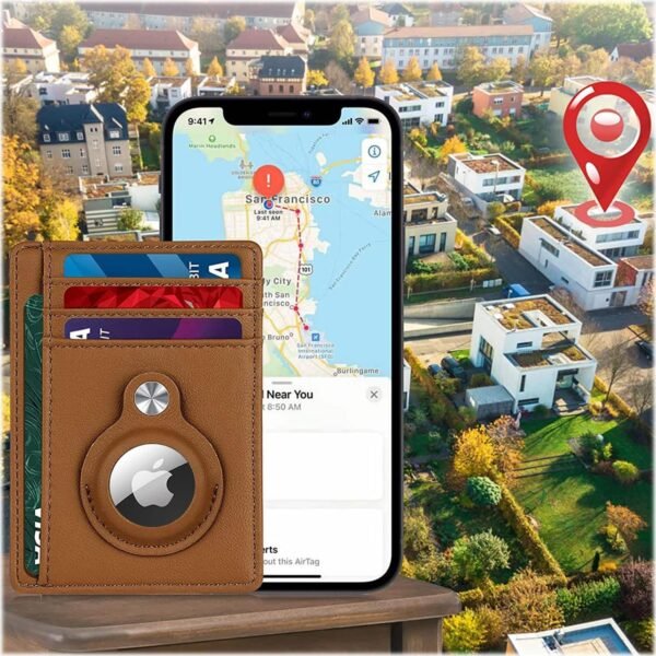 75ca8a42-4cb4-41c5-914d-06a3f4f586dd.jpg SaharaCase - Slim Genuine Leather Wallet Case for Apple AirTag - Brown