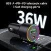 3-In-1 Car Charger with Ambient Light And High Power