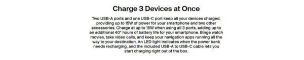 Belkin BPB011bt BoostCharge Power Bank 10000mAh 15W with USB A to USB C Cable